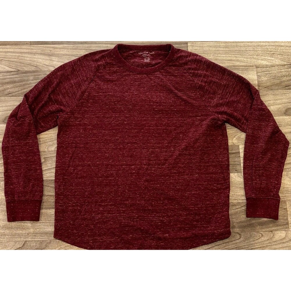 American Eagle Men’s Long Sleeve T-Shirt XL Super Soft Standard Fit Heather Red